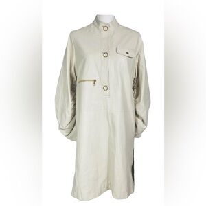 Christian Dior Mid Length Leather Shirtdress Size US-8  New With Tags